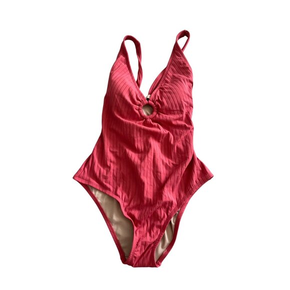 KONA SOL Coral Keyhole One Piece Bathing Suit Sz Large - Picture 1 of 7